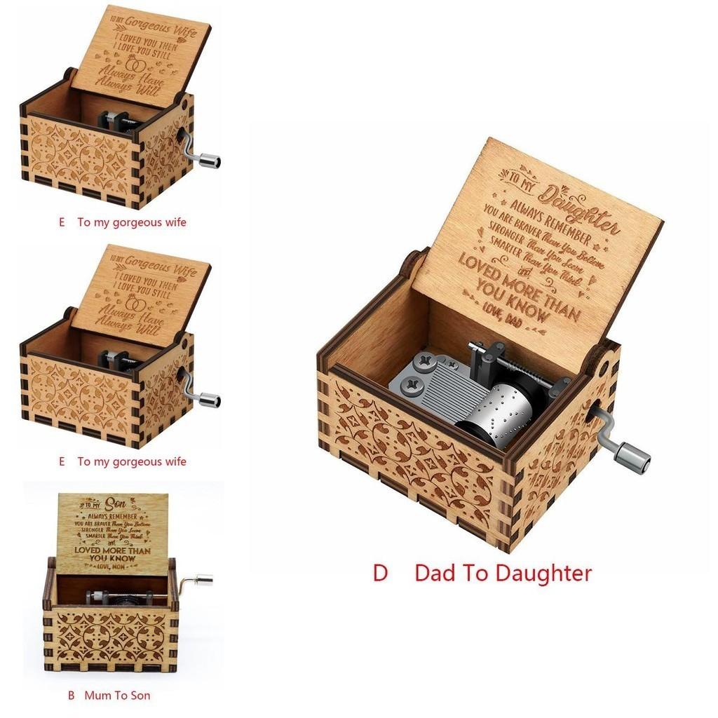 Vintage Holz Spieluhr Geschenk für Kinder Charmant You Are My Sunshine Graviertes Spielzeug