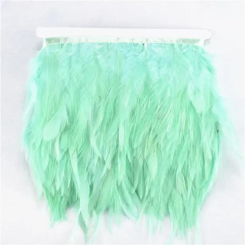 FeatherColored Pheasant Feathers On Tape Trim Fringe White Black Rooster Chicken Feather Skirt Trims Clothes Ribbon Sewing Handicrafts