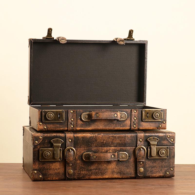 Vintage European Leather & Wood Handbag - Nostalgic Display & Storage Box