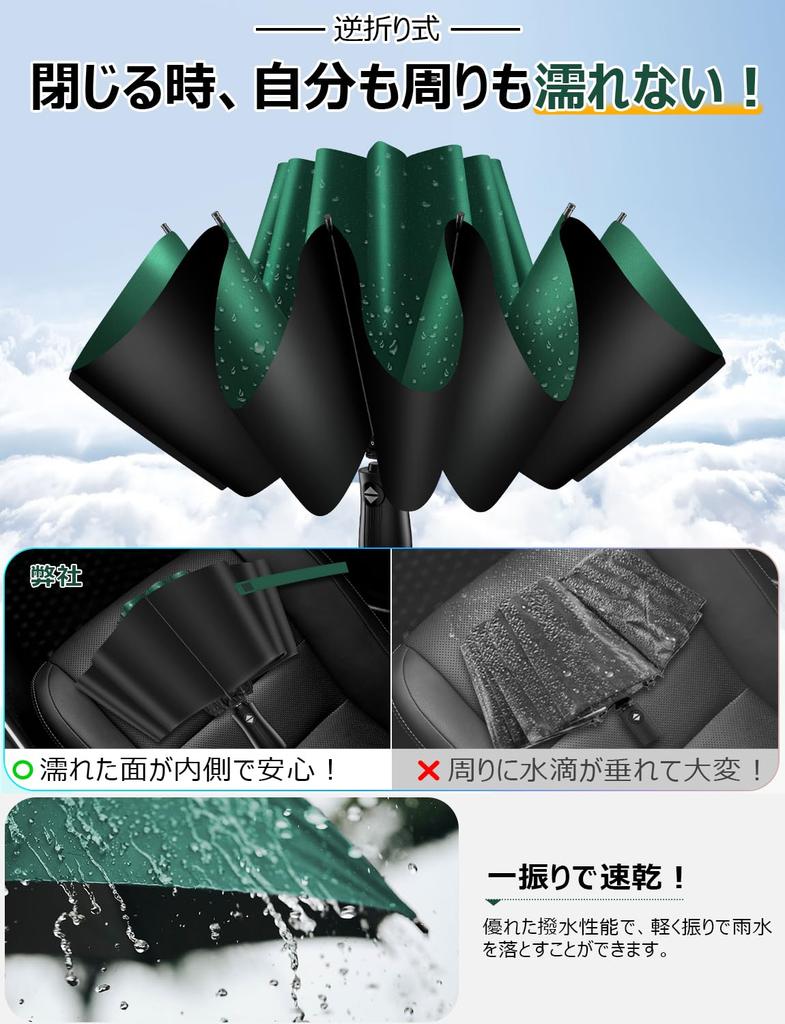Reinforced Reverse Folding Umbrella with Automatic Reverse Sun Heat UV Rain or Perfect for Rainy Typhoon Heavy Rain Storage Pouch and Extra-Large,