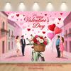 2D Romantic Town Valentine's Day Backdrop for Couple Party Photoshoot