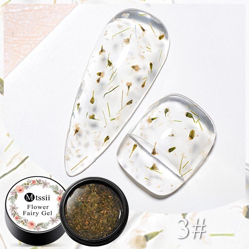 MTSSII 5 ml DIY Fairy Series Flower Glitter Gel Nail Polish 3D Natural Dried Flower Manicure Decoration Crystal Transparent Gel Polish Nail Art