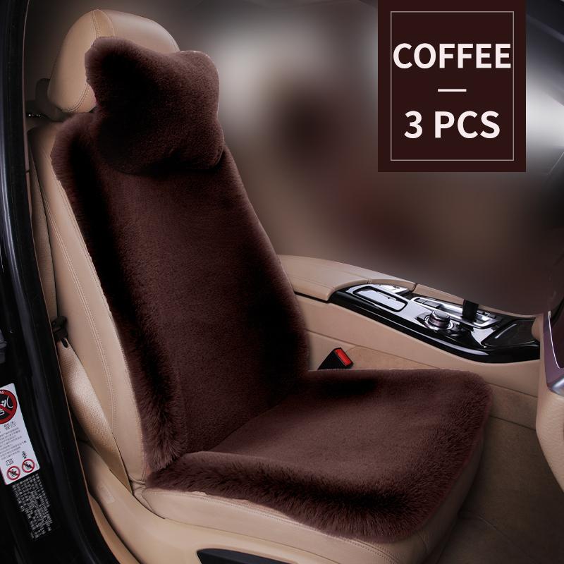 Universal Winter Car Seat Cushion Headrest Faux Fur Sheepskin Front Rear Thickened Plush Car Seat Cover Warm Fluffy Auto Cushion