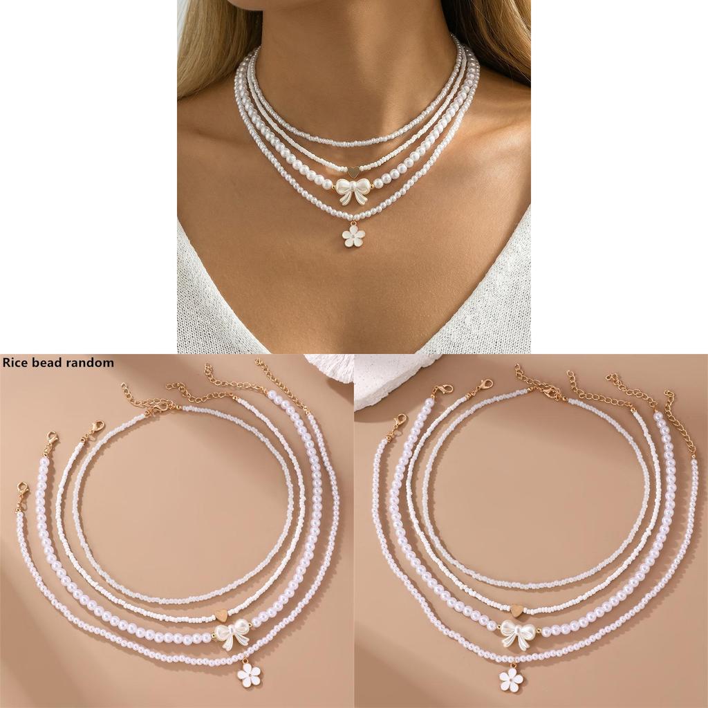 Spring Summer Boho Necklace Jewelry Set With Plastic Beads For Womens Fashion