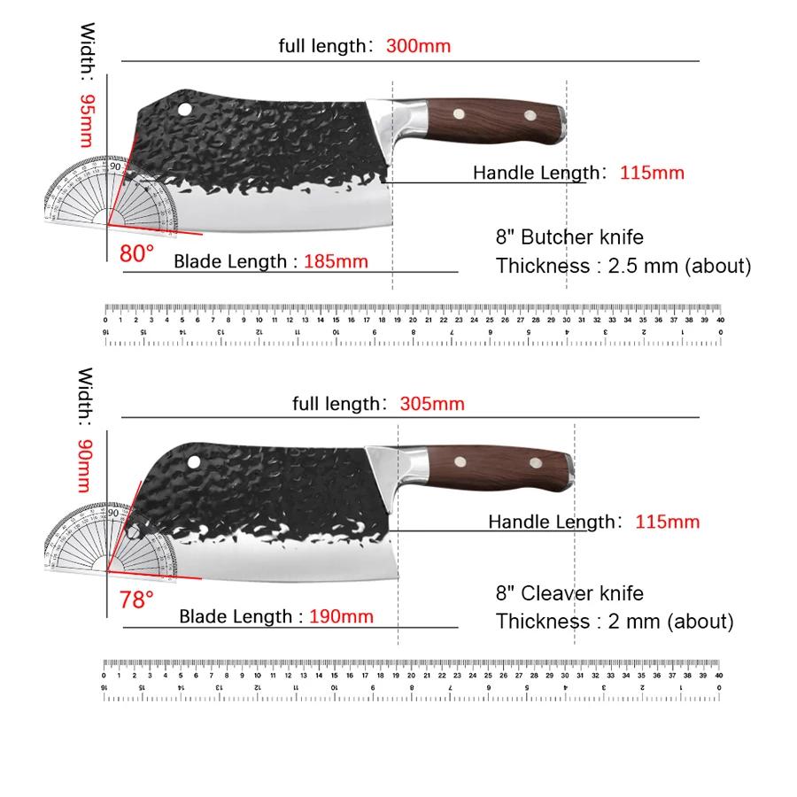 Chef Knife Cleaver Meat Kithen Knives Meat Slicing Filleting Knife Plastic Handle Butcher Knives Hand Forged Blade Chef Knife
