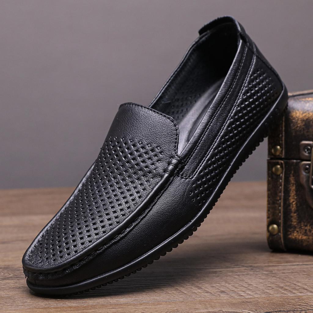 Men's Toe Layer Cowhide Men's Toe Layer Cowhide Round Toe Cover Foot Soft Leather Soft Sole Comfortable and Comfortable Casual Men's Shoes