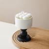 French Vintage Dessert Ice Cream Ceramic Goblet High-Legged Retro Wooden Handle Tea Fruit Saucer Pudding Cup Candle Holder