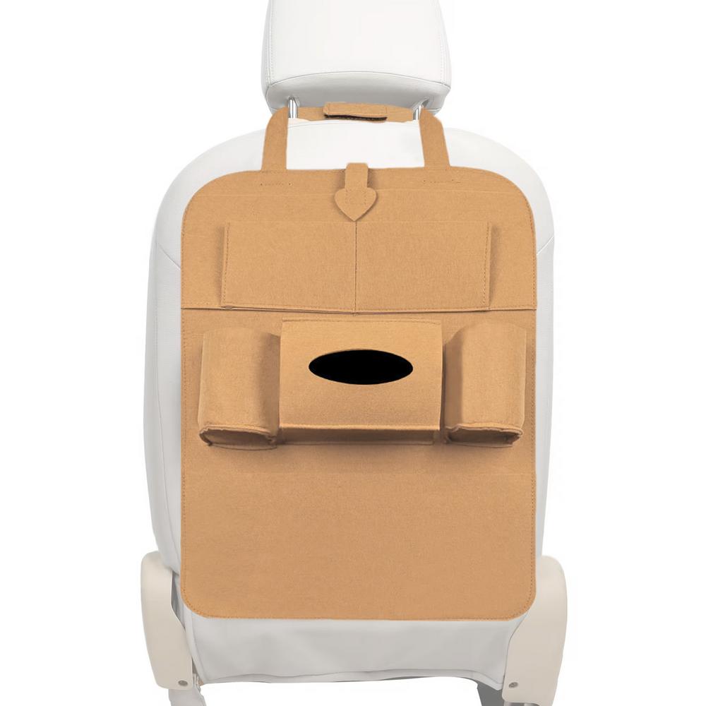 Seat Back Protector Waterproof Multiple Pockets Felt Protector For Seat Back Easy Installation Car Interior Storage Bag