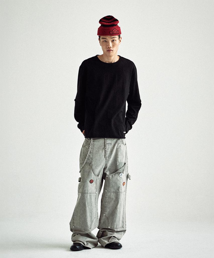 THEVINYLHOUSE Cut-Off Layered Ls Tee Black