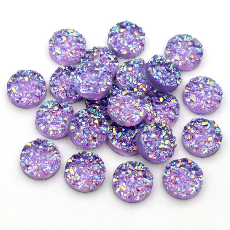 

New Fashion 40pcs 8mm Mix AB Colors Natural ore Style Flat back Resin Cabochons For Bracelet Earrings accessories