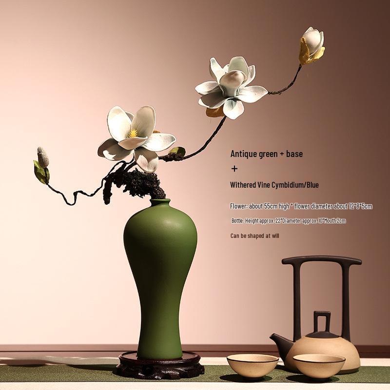 High-End Artificial Silk Magnolia Flower Arrangement - Classical, Elegant Dried Flower Set for Home Decor
