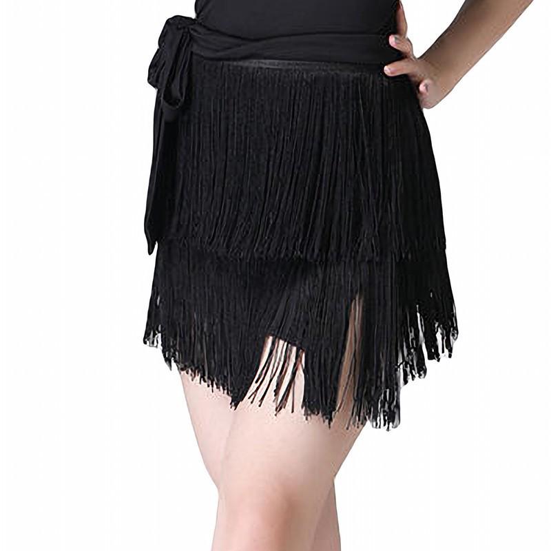 Women's Latin Dance Costume Apron Tassel Skirt with Hip Scarf for Practice & Performance