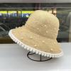2026 Lafite Grass Day Single Fashion Pearl Straw Hat Women's Summer Sun Hat Beach Temperament Vacation Straw Small Basin Hat