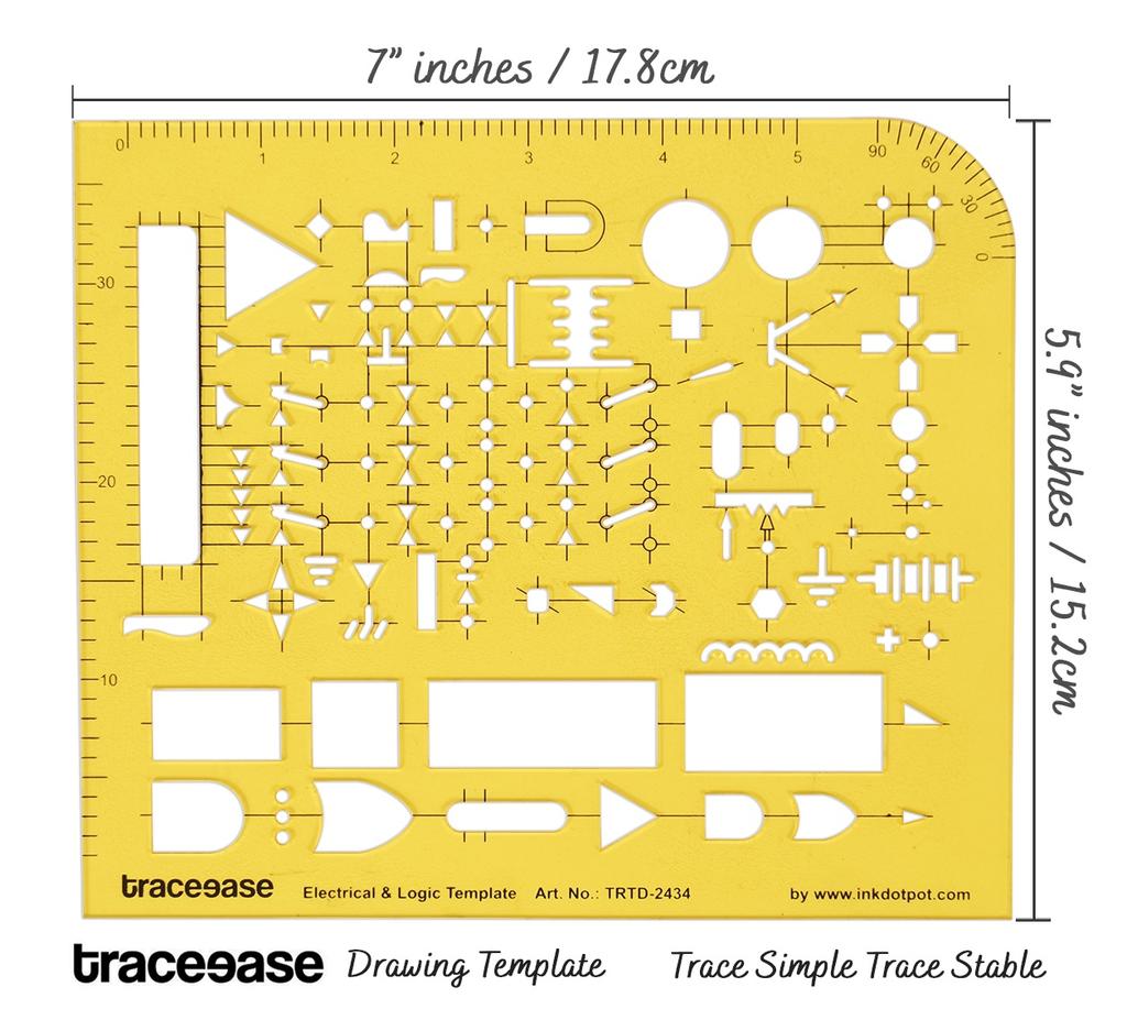 Traceease Elektrisches Zeichnen, elektrische und logische Vorlage, Zeichenschablone, Designvorlage, Messlineal