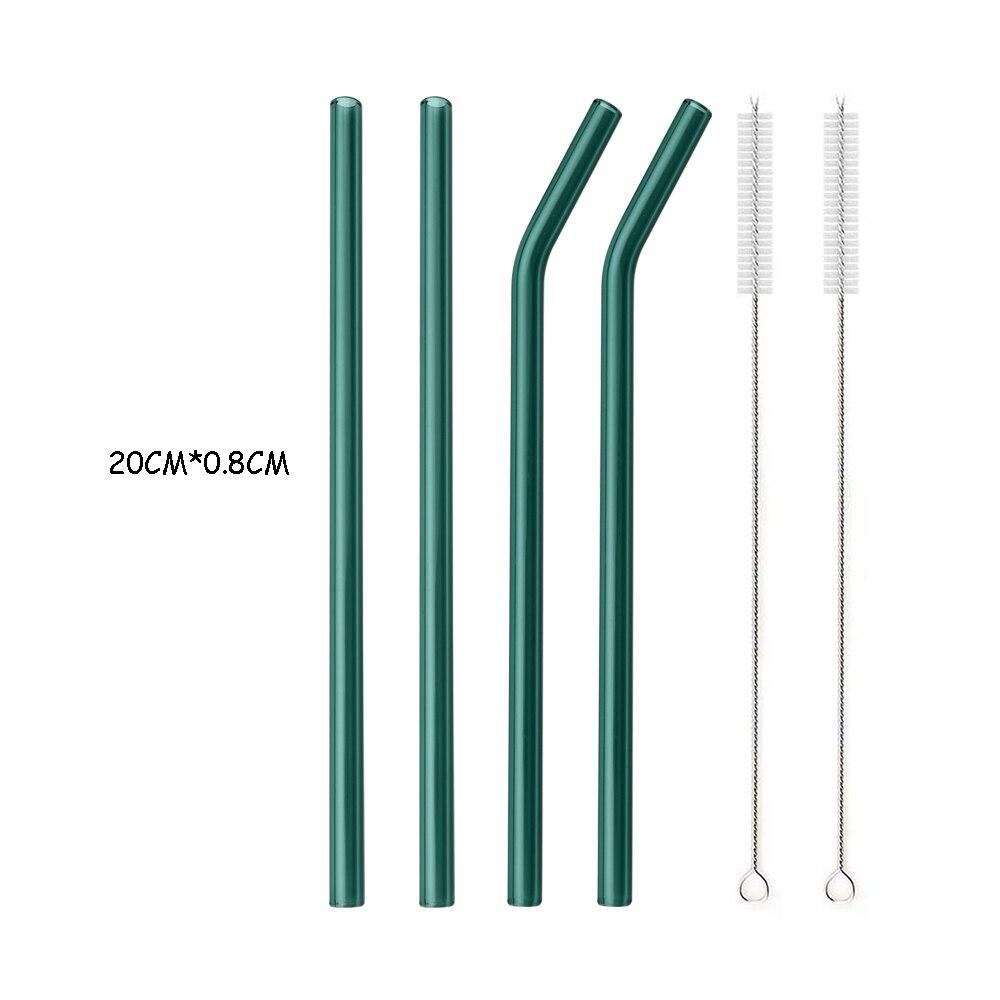 Ekologické brčko s vysokým obsahem borosilikátového skla Barevná opakovaně použitelná brčka pro koktejly Smoothie Příslušenství ke koktejlovému baru s čisticím kartáčem