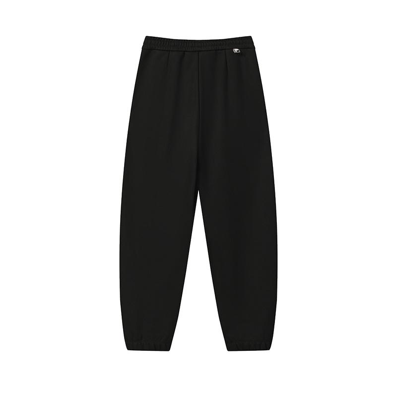 FILA Original Fashion Trend Sports Comfortable Versatile Winter Fleece Lined Warm Knitted Casual Pants Women bottoms Black F11W549601FBK