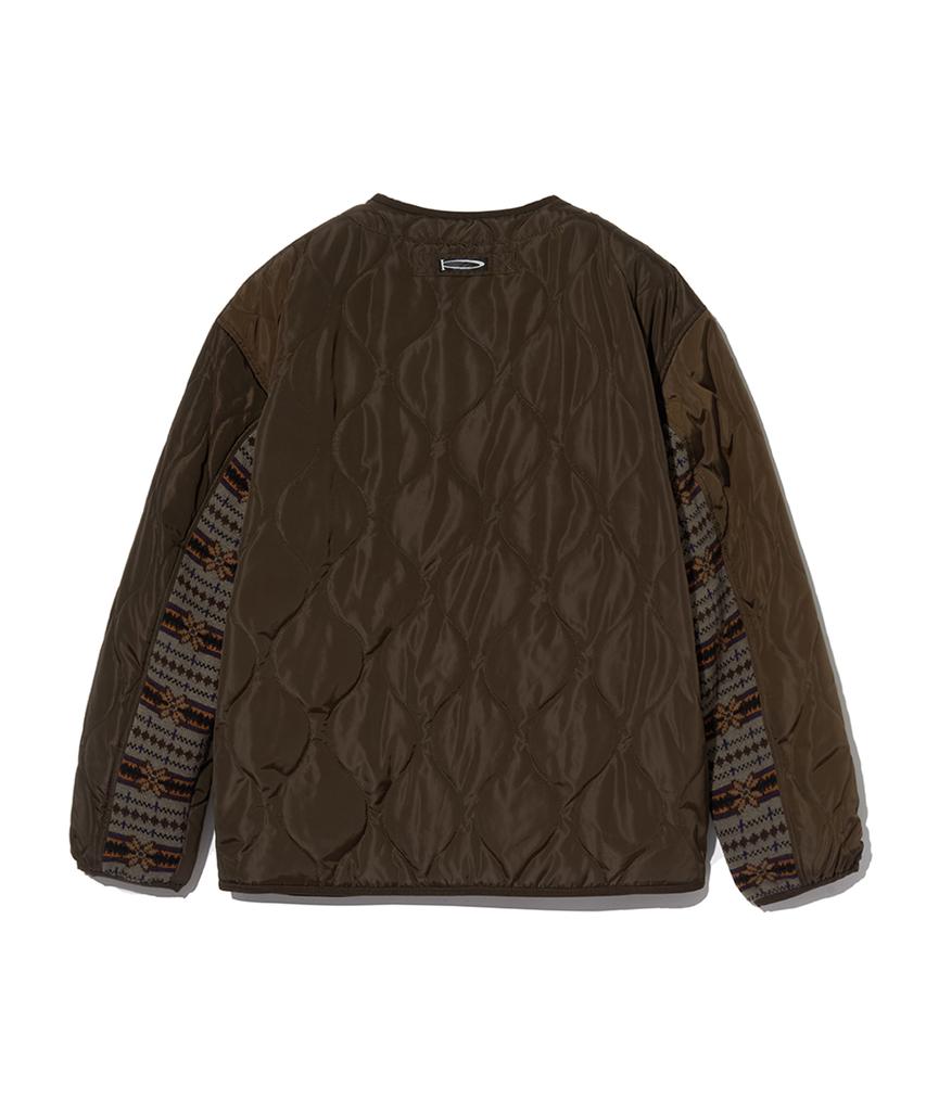 Physical Department Knit Mix Two-Way Pocket Quilted Jacket_Brown