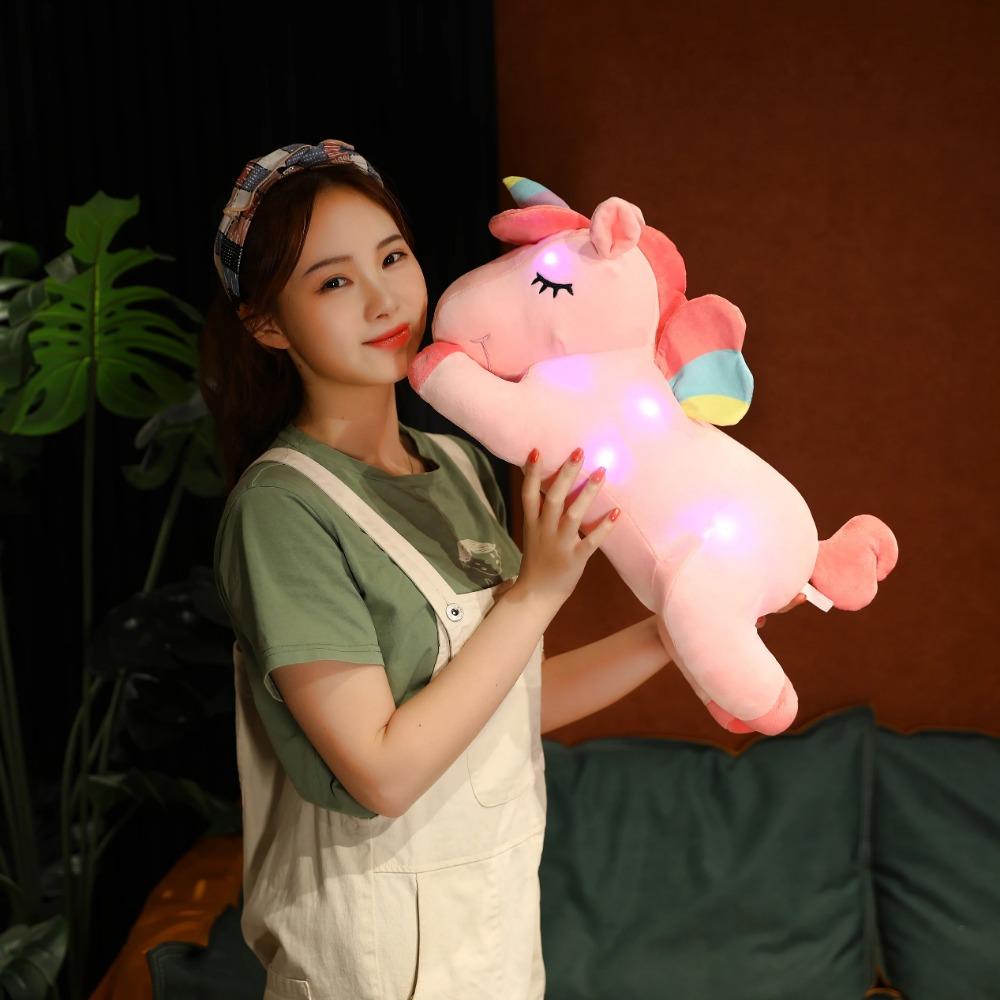 50CM Cute Glowing LED Light Unicorn Plush Toys Lovely Luminous Animal Unicorn Pillow Stuffed Dolls for Children Kids Xmas Gifts