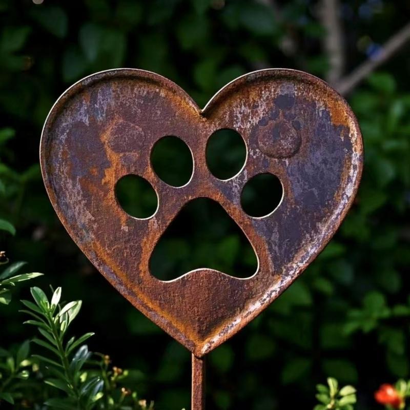 Dog Paws Shape Ground Stake Outdoor Decorative Stake Rural Finish Perfect For Garden Marking Decoration