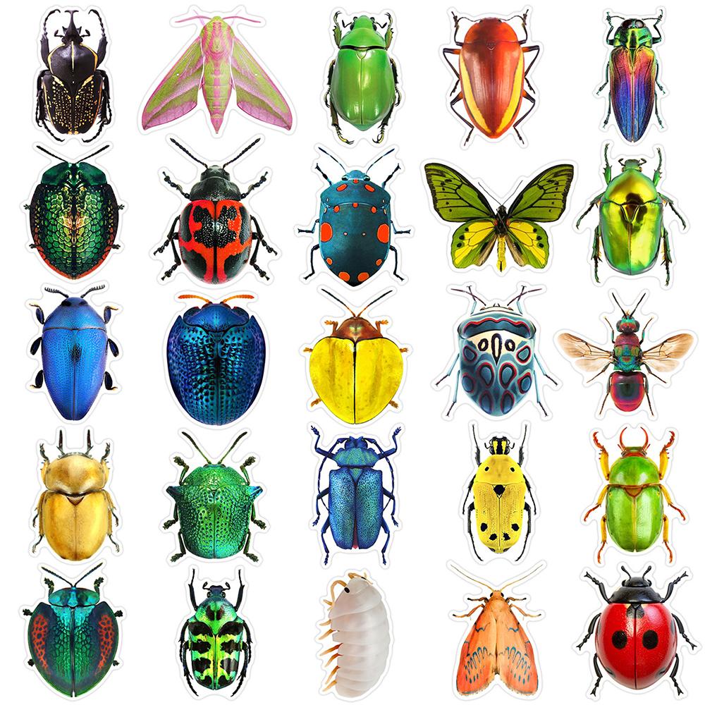 10/30/50pcs Realistic Insect Cartoon Stickers Beetle Decals DIY Stationery Laptop Phone Cases Retro Graffiti Sticker