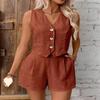 2026 Plus Size Women's Solid Color Two-Piece Vest Set: Europe & America Style