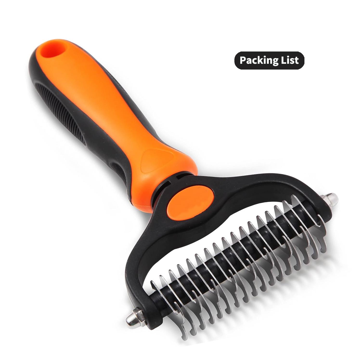 

Инструмент для ухода за домашними животными. Двусторонние грабли для подшерстка для собак и кошек. Безопасная и эффективная расческа для удаления ковриков и колтунов - больше не надоест. Type A оранжевый