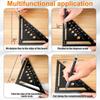 1pc 7-Inch Aluminum Alloy Triangle Ruler 45/90° Multi-Angle Woodworking Measuring Tools For Drawing & Industrial Measurements