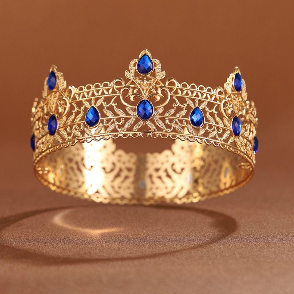 Hair Ornaments Baroque Crown Shiny Princess Tiara Elegant Rhinestone Crown Man