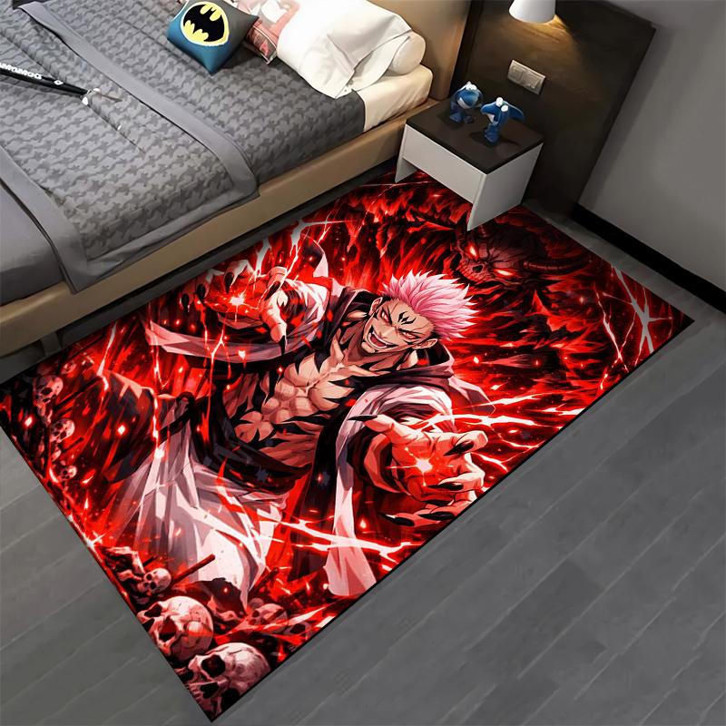 Fantasy Warrior Rug with Red Background Suitable for use as an anti-slip game mat for living room and bedroom sofas