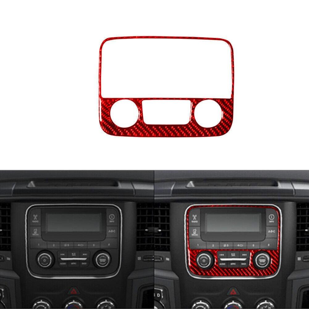 Red Carbon Fiber Center Radio Surround Frame Trim For Dodge Ram 1500 2013-2015
