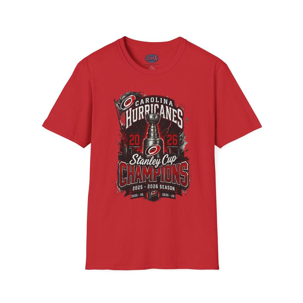 Carolina Hurricanes 2026 Stanley Cup Kampioenen Grafisch T-shirt Unisex IJshockey Team Fan Katoen Korte Mouw Casual Tee