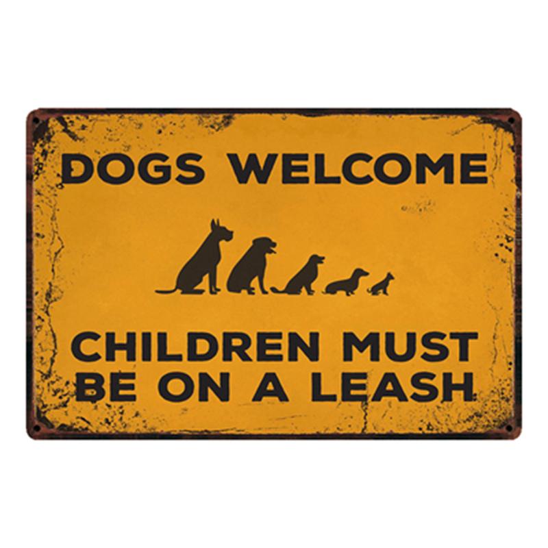 

[ Kelly66 ] Dogs Welcome Metal Sign Tin Poster Home Decor Bar Wall Art Painting 20*30 CM Size y-2117