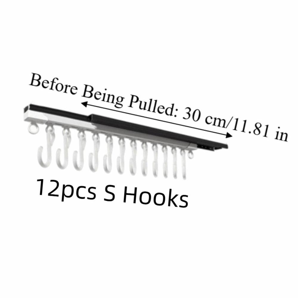 Push and Pull Sliding Rail S Hooks Stainless Steel Non Punching Wall-mounted Jewelry Display Removable Hooks Anti-Tangle
