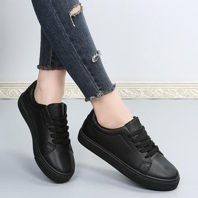 Chaussures Plates Noires Tendance Chaussures de Travail en Cuir Souple Pour Femmes Résistantes à l'Huile Antidérapantes Baskets Confortables Chaussures d'Été