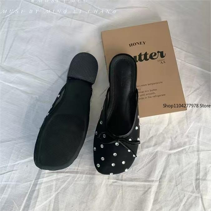 Fashion 2025 Summer Butterfly-knot Women Mules Slippers Shoes Fashion Cover Toe Shoes Casual Street Style Slides Shoes