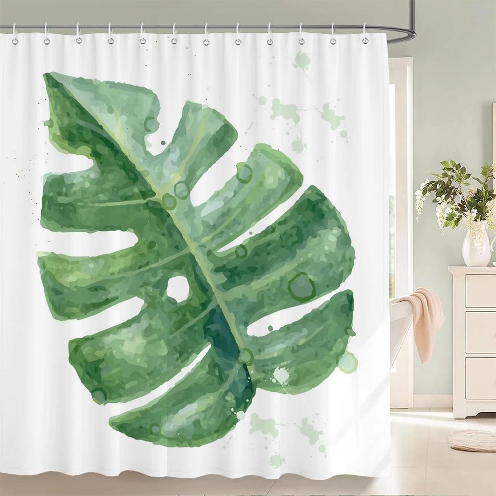 Nordic simplicity style Plant leaves Printed Shower Curtain With Hook Bathroom Curtain Home Decoration Curtain 3D Bath Curtains