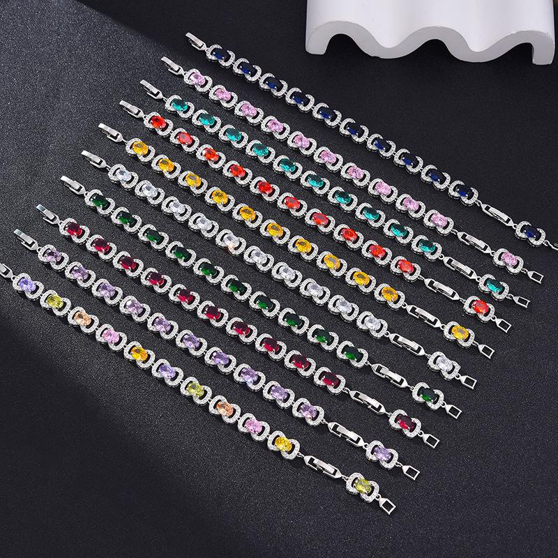 Wholesale of New Exquisite Oval Bow Candy Zircon Bracelets for Ladies with Niche Designs