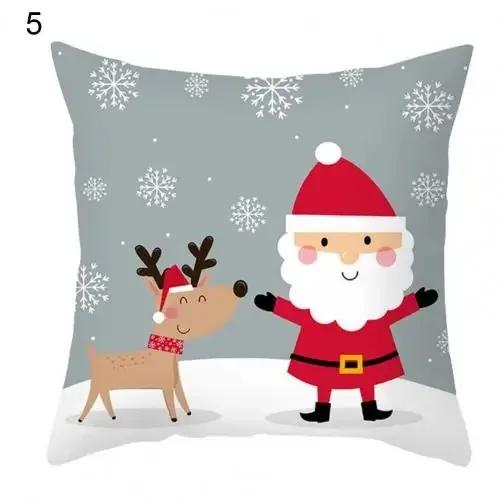 Christmas Themed Throw Pillow Cover With Short Plush Print For Living Room Decoration Cushion Cover Pillow Covers Decorative