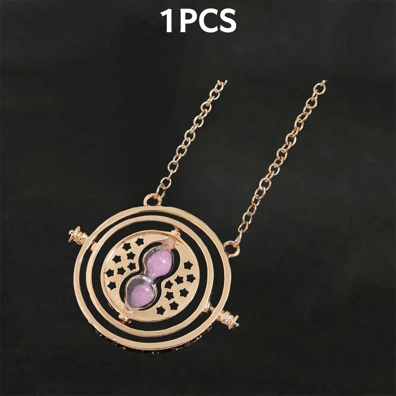 1-10Pcs Harried Time Necklace Timer Hourglass 360 Rotatable Potters Cosplay Props Astronomical Time Converter Magic School Gift