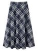 Maillard Retro Plaid Wool A-Line Skirt - Women's Mid-Length for Autumn/Winter