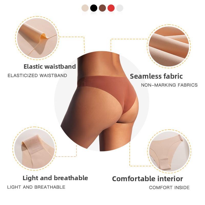 Damen Frühling und Sommer Dünn Sexy Neu Einfarbig Eis Seide Spurlos an der Taille Dreieck Slips