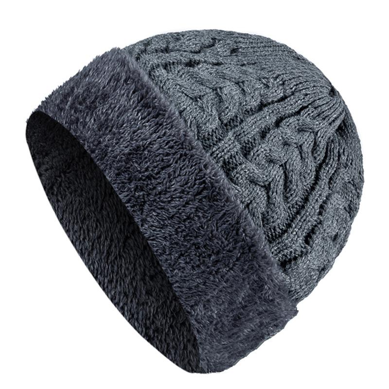 Unisex High Hat Quality Winter Add Fur Lined Cap Stylish Wool Beanie Hat For Men Women Warm Thick Outdoor Knitted Hat