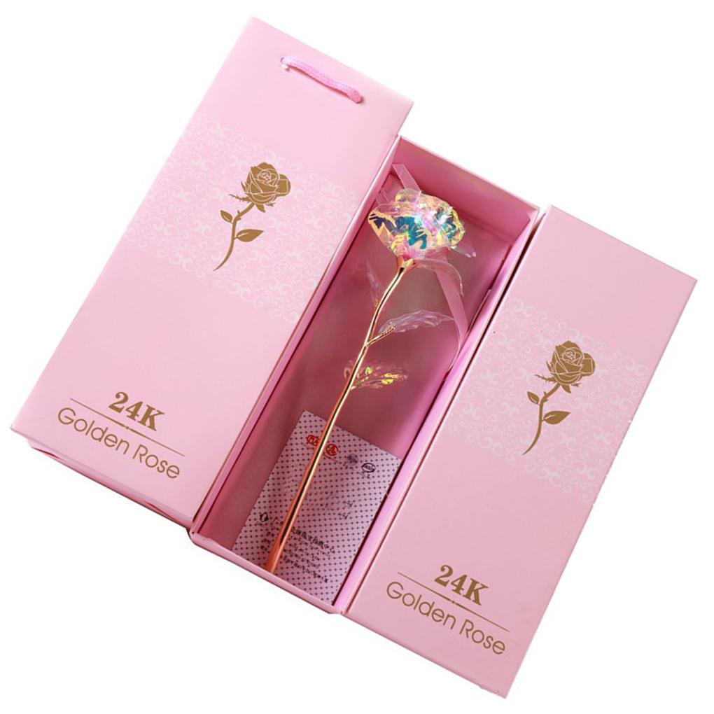 Valentines Day Creative Gift 24K Foil Plated Rose Gold Rose Lasts Forever Love Wedding Decor Lover Lighting Rose