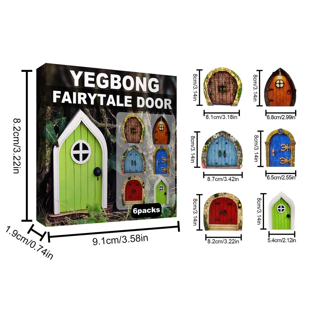 Yegbong garden decoration fairy door garden tree decoration wooden miniature gnome decoration fairy door