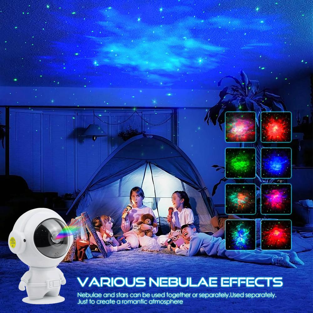 Cute Astronaut Galaxy Projector Light Cartoon Astronaut Nebula Stars Starry Projector Night Light for Children's Gift Home Decor
