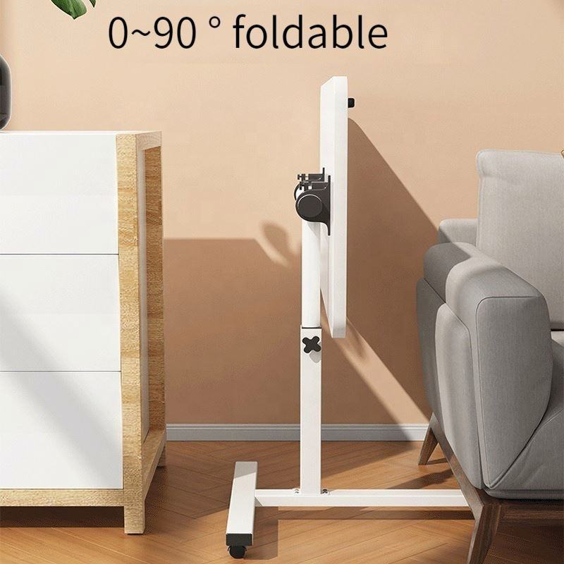 Adjustable Bedside Laptop Table With Wheels Foldable Mobile Computer Desk Small Table Study Desk Simple Lazy Wood Bed Side Table Sofa Side Table