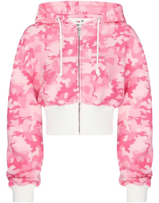 Y2K Pink Camouflage Sportswear Two Piece Set Women Hip-hop Rock Waist Exposed Slim Zipper Hoodie New Punk Casual Sports Pants