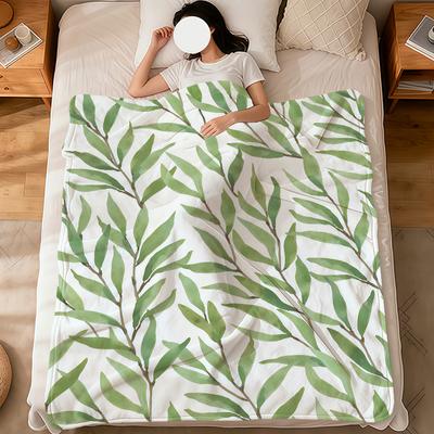 Fashion Willow Leaf Art Modern Flannel Soft Warm Plush Blanket For Sofa Living Room Pet Hogar Bedroom Gift Home Car Portable