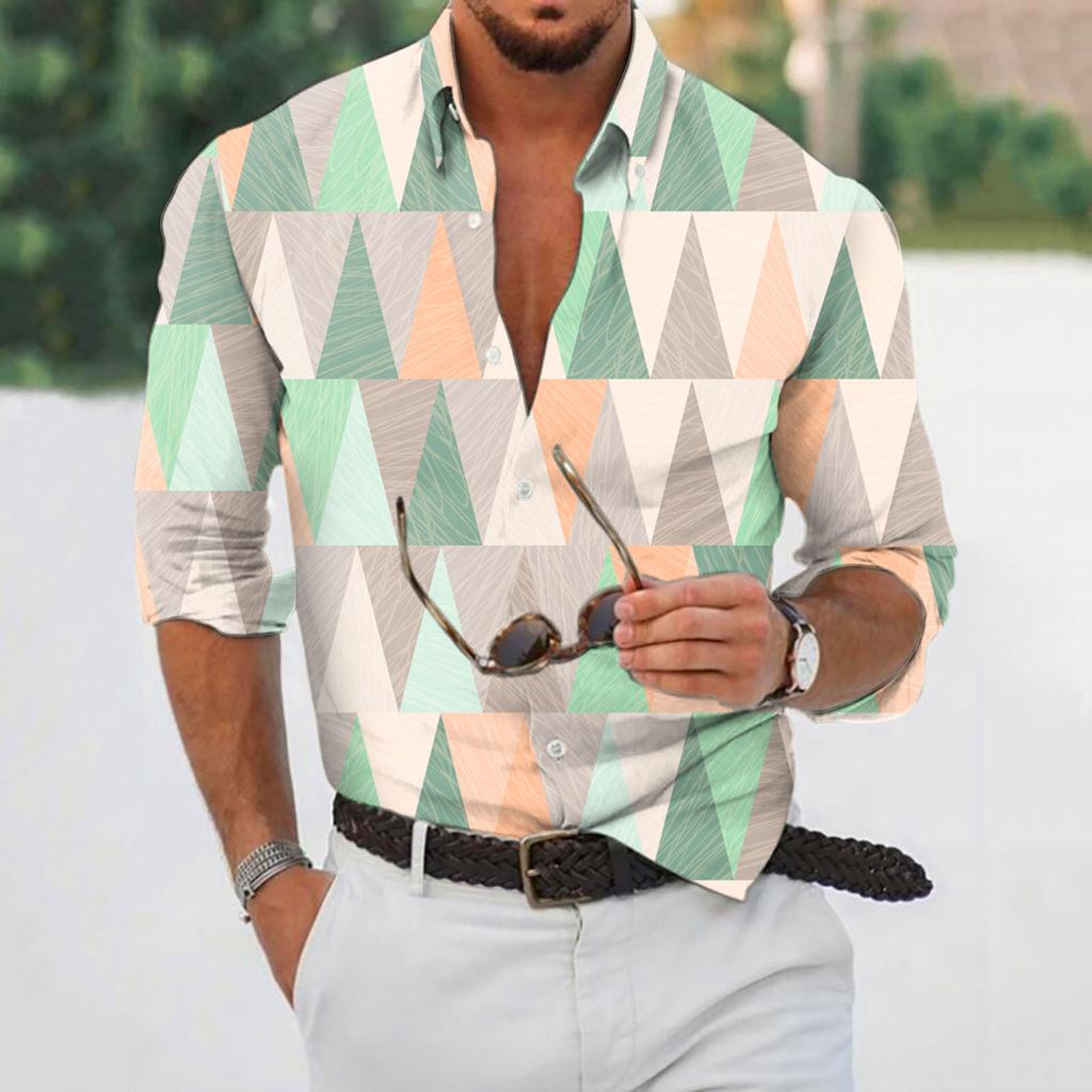 Designer Spring Summer Men's Casual  3D  Halloween Printing Hawaii Shirt Blouse Long Sleeve Shirts