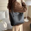 Chic Large Capacity Tote Bag With French Style In Black Khaki And Brown Colors For Trendy Women